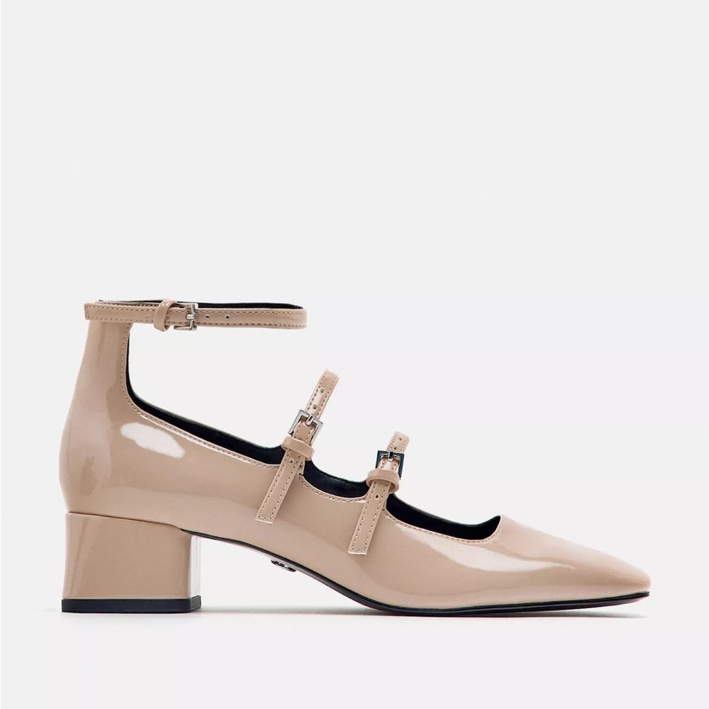 Zara  Beige Ankle Strap Women's Shoes
